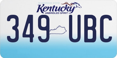 KY license plate 349UBC