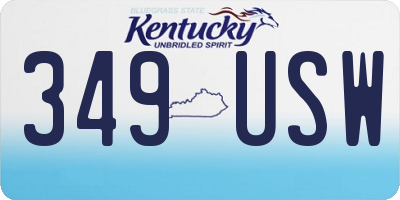 KY license plate 349USW