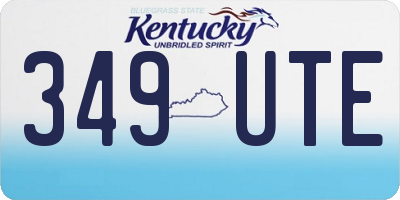 KY license plate 349UTE