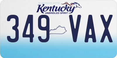 KY license plate 349VAX