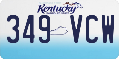 KY license plate 349VCW