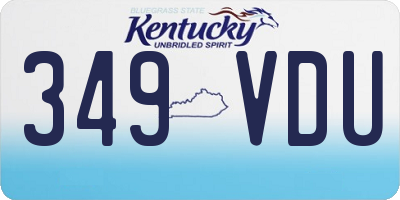 KY license plate 349VDU