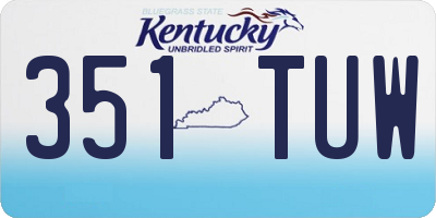 KY license plate 351TUW