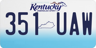 KY license plate 351UAW