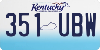 KY license plate 351UBW