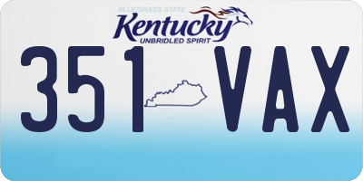 KY license plate 351VAX