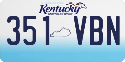 KY license plate 351VBN