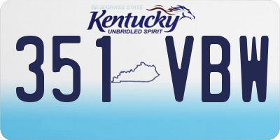 KY license plate 351VBW