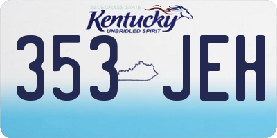 KY license plate 353JEH