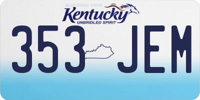 KY license plate 353JEM