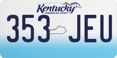 KY license plate 353JEU