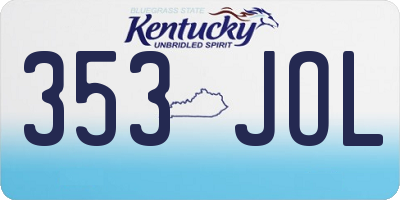 KY license plate 353JOL