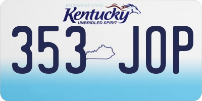 KY license plate 353JOP