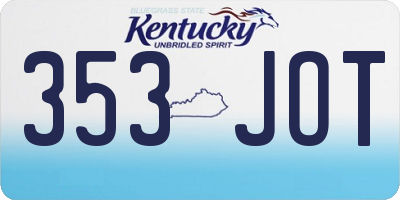 KY license plate 353JOT