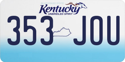 KY license plate 353JOU
