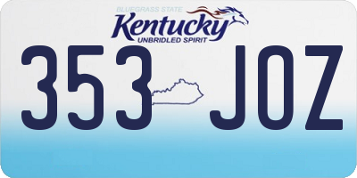 KY license plate 353JOZ
