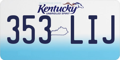 KY license plate 353LIJ