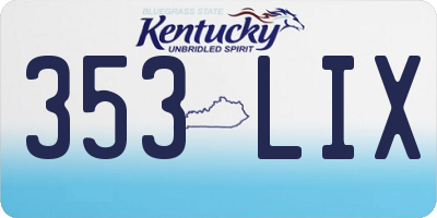 KY license plate 353LIX