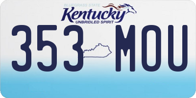 KY license plate 353MOU