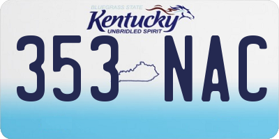 KY license plate 353NAC