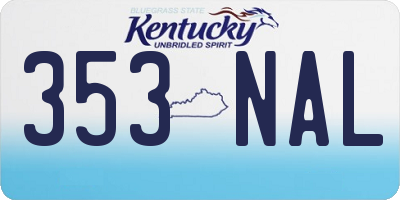 KY license plate 353NAL