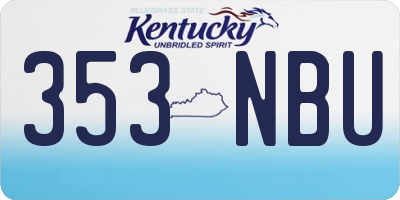 KY license plate 353NBU