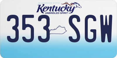 KY license plate 353SGW