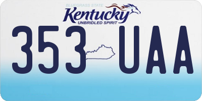 KY license plate 353UAA