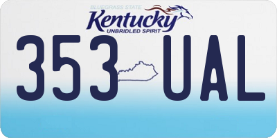 KY license plate 353UAL