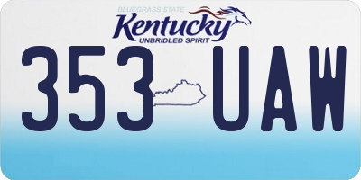 KY license plate 353UAW