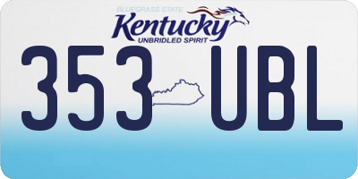 KY license plate 353UBL