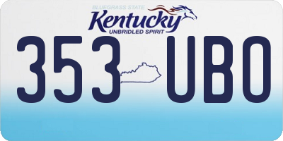 KY license plate 353UBO