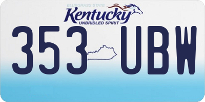 KY license plate 353UBW