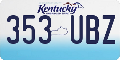 KY license plate 353UBZ