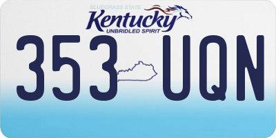KY license plate 353UQN