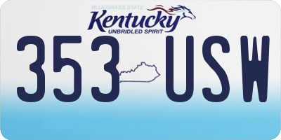 KY license plate 353USW