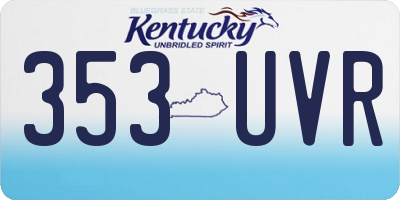 KY license plate 353UVR