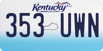 KY license plate 353UWN