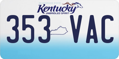 KY license plate 353VAC
