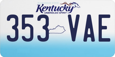 KY license plate 353VAE