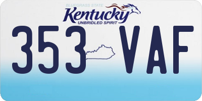 KY license plate 353VAF