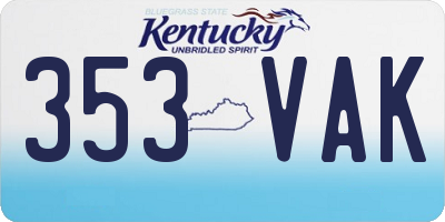 KY license plate 353VAK