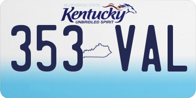 KY license plate 353VAL
