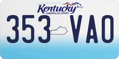 KY license plate 353VAO