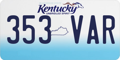 KY license plate 353VAR