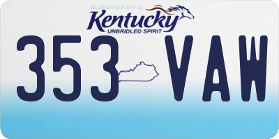 KY license plate 353VAW