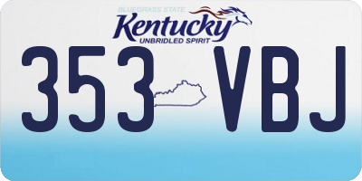 KY license plate 353VBJ