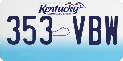 KY license plate 353VBW