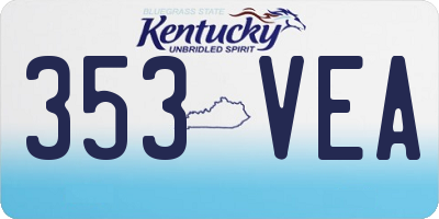 KY license plate 353VEA