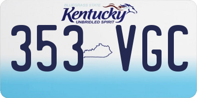 KY license plate 353VGC